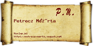 Petrecz Márta névjegykártya